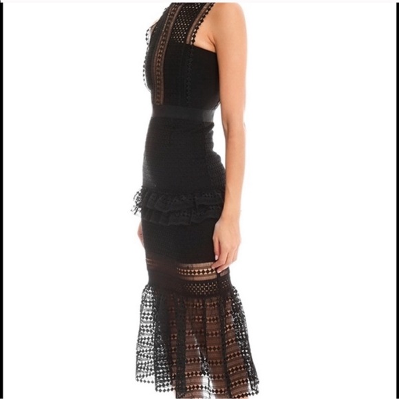 Self-Portrait Black Guipure Lace Midi Dress - Picture 4 of 7